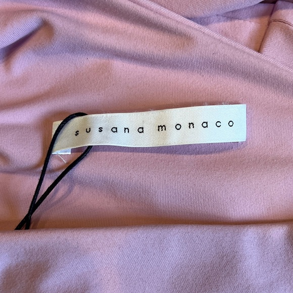 Susana Monaco One Shoulder Long Sleeve Crop Top in Petal Pink (XL) - Picture 8 of 11